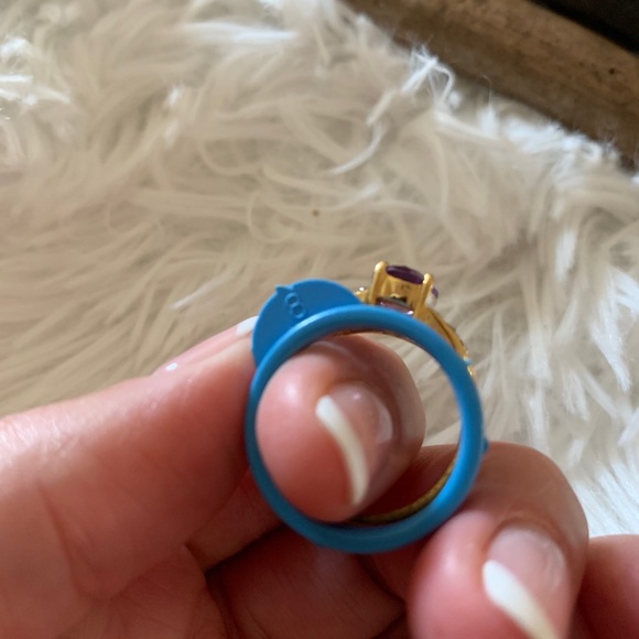 BLING : Amethyst and Rhinestone Gold Tone Ring - Picture 9 of 9